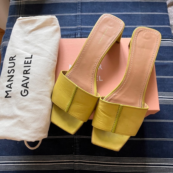 Mansur Gavriel Low Mule Leather Sandals - Picture 1 of 6